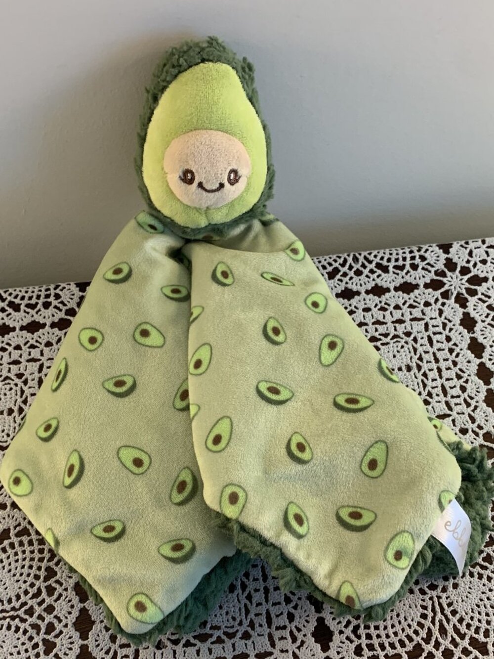 Ebba Aurora World Avocado Lovey Security Blanket Baby Blankie Soothing 13 Inch